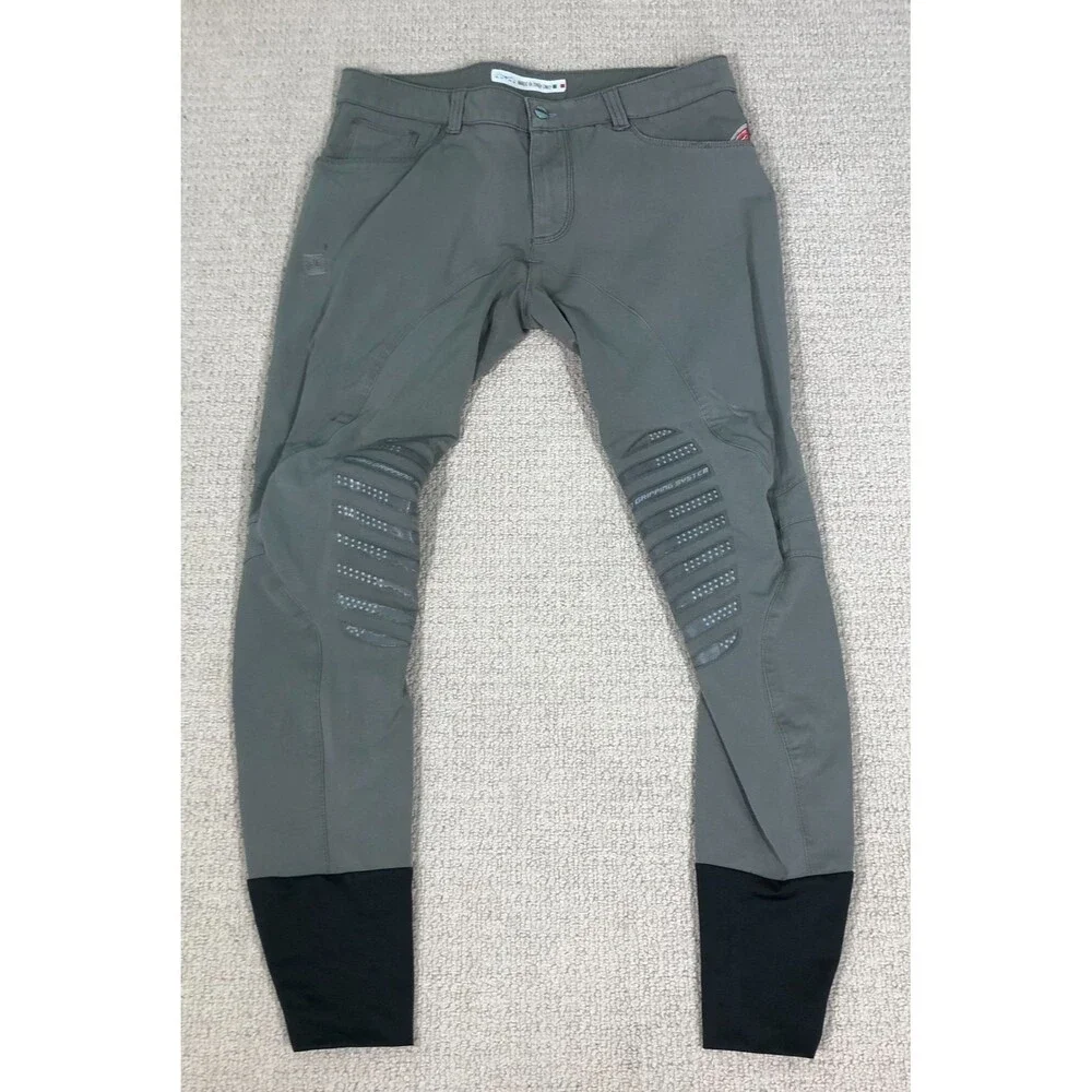Animo Breeches Womens Gray Size IT 50 Knee Grip Italy Horse Riding READ - Picture 1 of 15